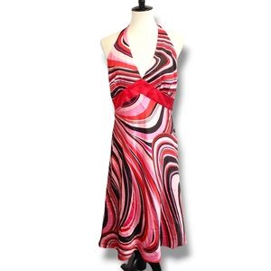 Laundry by Shelli Segal Groovy Y2K Vibes Pink and Black Halter Dress Size 12